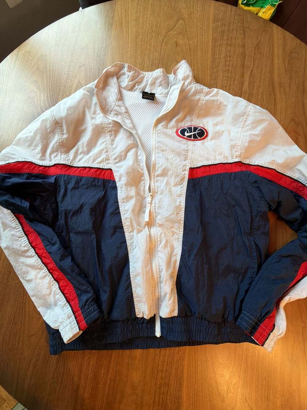 Nike Throwback Basketball Zip Jacket Size L White Blue AV9755-102